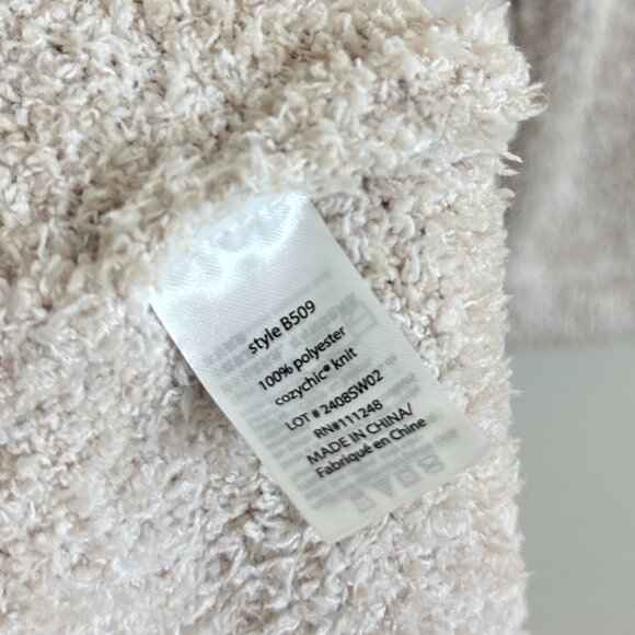 BAREFOOT DREAMS CozyChic Adult Robe in Heathered Stone / White Size 2 - Picture 7 of 8